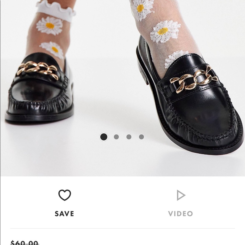 ASOS leather loafers with chain